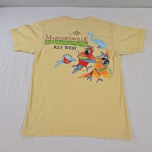 Vintage Jimmy Buffett Margaritaville Key West Shirt Size Medium Parrots Yellow